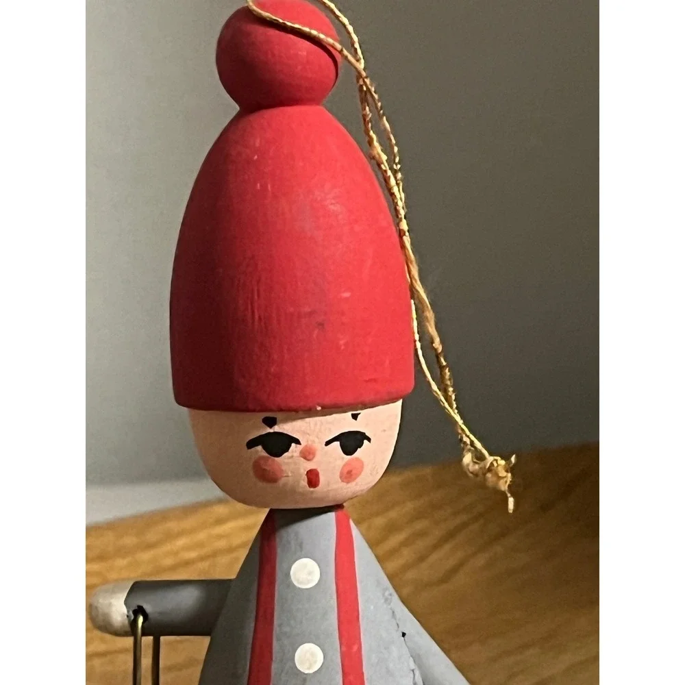 Scandinavian Folk Art Bo Svensk Tomte Gnome Elf lantern Ornament  Vtg Christmas‎